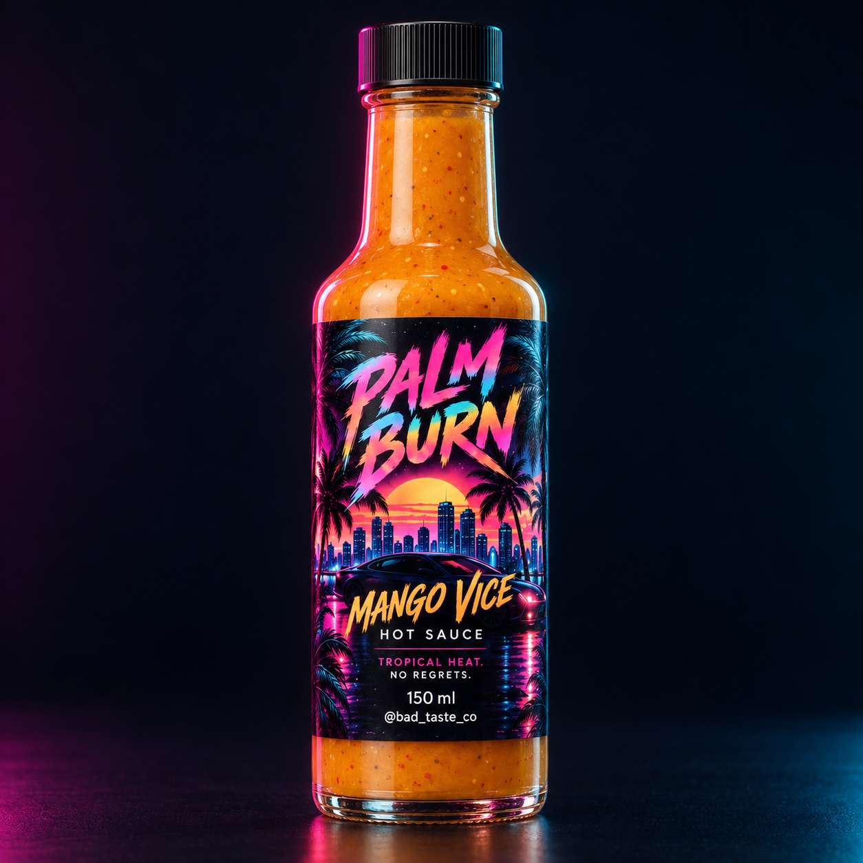 Palm Burn Mango Vice hot sauce bottle
